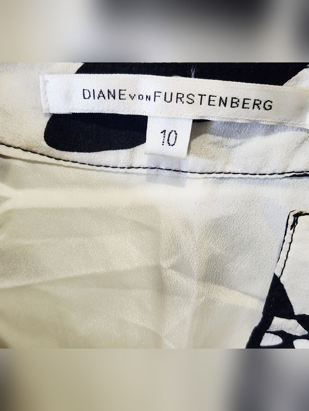 Diane Von Furstenberg (DVF)| Black & White Butterfly Print Midi Dress | Size 10 - Picture 3 of 4